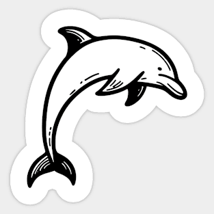 Stick Figure of a Dolphin in Black Ink Sticker